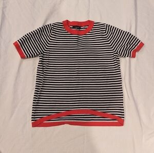 Dokotoo women's short sleeve black striped top, size small